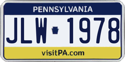 PA license plate JLW1978