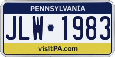 PA license plate JLW1983