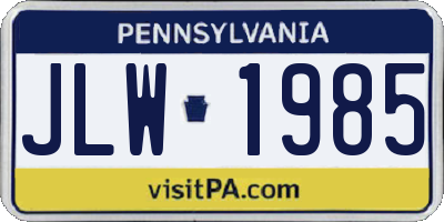 PA license plate JLW1985