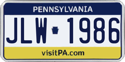 PA license plate JLW1986