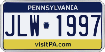 PA license plate JLW1997