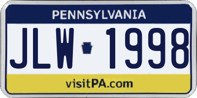 PA license plate JLW1998