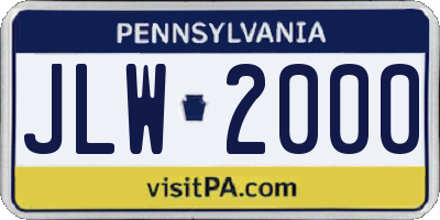 PA license plate JLW2000