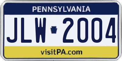 PA license plate JLW2004