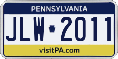 PA license plate JLW2011