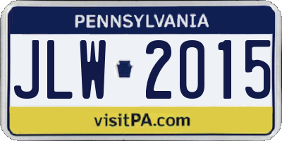 PA license plate JLW2015