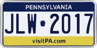 PA license plate JLW2017