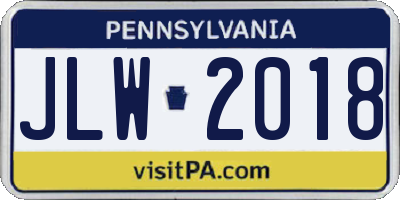 PA license plate JLW2018