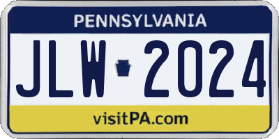 PA license plate JLW2024