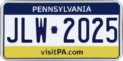 PA license plate JLW2025