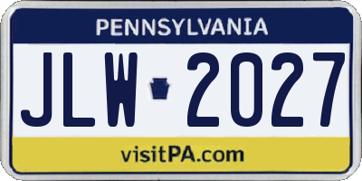 PA license plate JLW2027