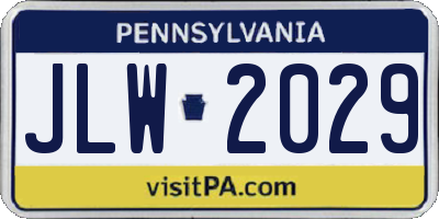 PA license plate JLW2029