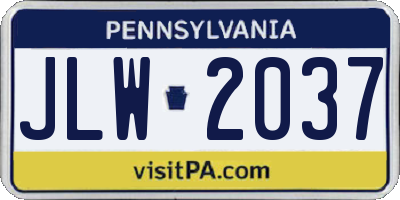 PA license plate JLW2037