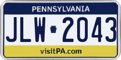 PA license plate JLW2043