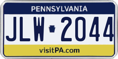 PA license plate JLW2044
