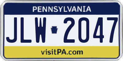 PA license plate JLW2047