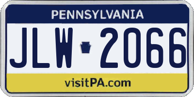 PA license plate JLW2066