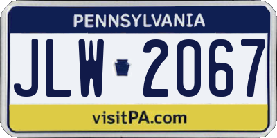 PA license plate JLW2067