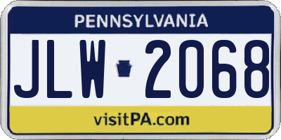 PA license plate JLW2068