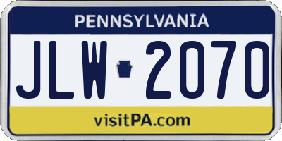 PA license plate JLW2070