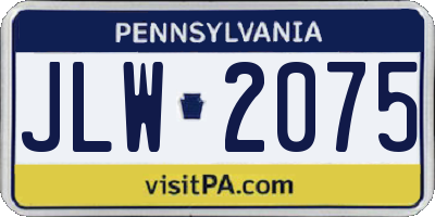 PA license plate JLW2075
