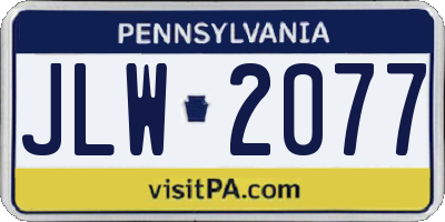 PA license plate JLW2077