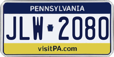 PA license plate JLW2080