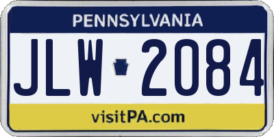 PA license plate JLW2084
