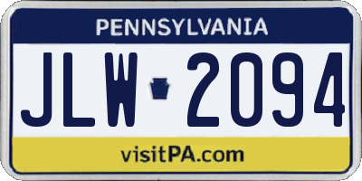 PA license plate JLW2094