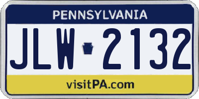 PA license plate JLW2132