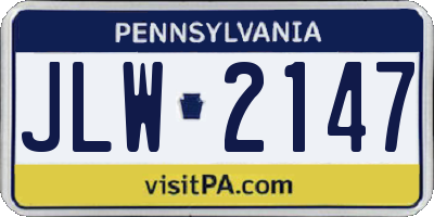 PA license plate JLW2147