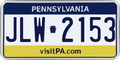 PA license plate JLW2153