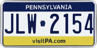 PA license plate JLW2154