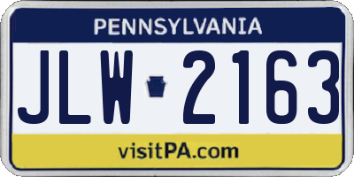 PA license plate JLW2163