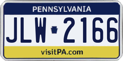 PA license plate JLW2166