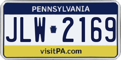 PA license plate JLW2169