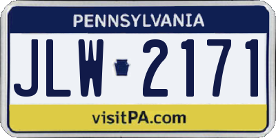 PA license plate JLW2171