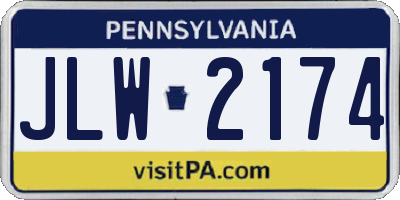 PA license plate JLW2174