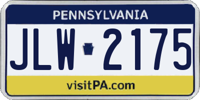 PA license plate JLW2175