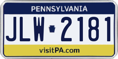 PA license plate JLW2181