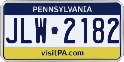 PA license plate JLW2182