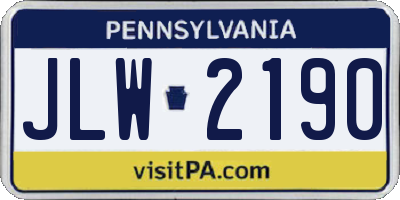 PA license plate JLW2190