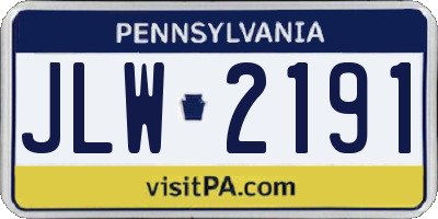 PA license plate JLW2191
