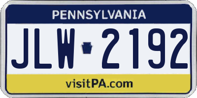PA license plate JLW2192