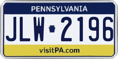 PA license plate JLW2196