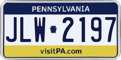 PA license plate JLW2197