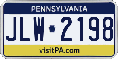 PA license plate JLW2198