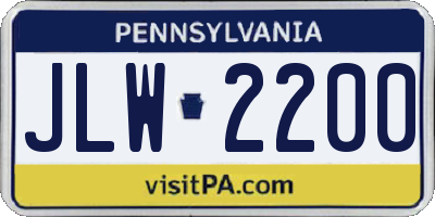 PA license plate JLW2200