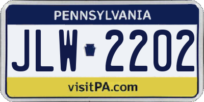 PA license plate JLW2202