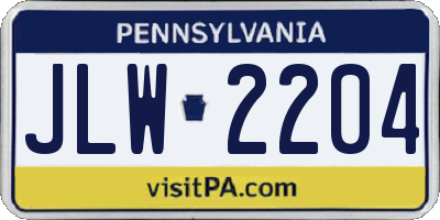 PA license plate JLW2204